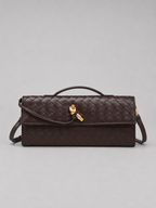 Woven Leather Look Clutch Bag