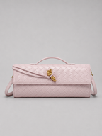 Woven Leather Look Clutch Bag