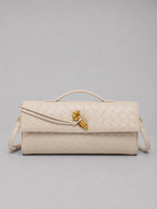 Woven Leather Look Clutch Bag