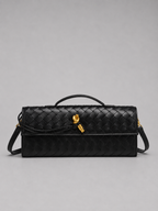 Woven Leather Look Clutch Bag