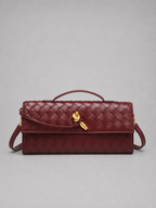 Woven Leather Look Clutch Bag