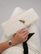 Woven Leather Look Clutch Bag