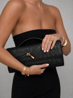 Woven Leather Look Clutch Bag