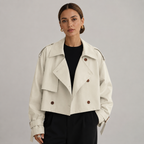 Cropped Trench Coat Double Breasted