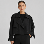 Cropped Trench Coat Double Breasted