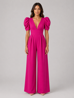 Puff Sleeve Wide Leg Jumpsuit