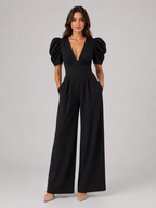 Puff Sleeve Wide Leg Jumpsuit