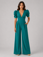 Puff Sleeve Wide Leg Jumpsuit