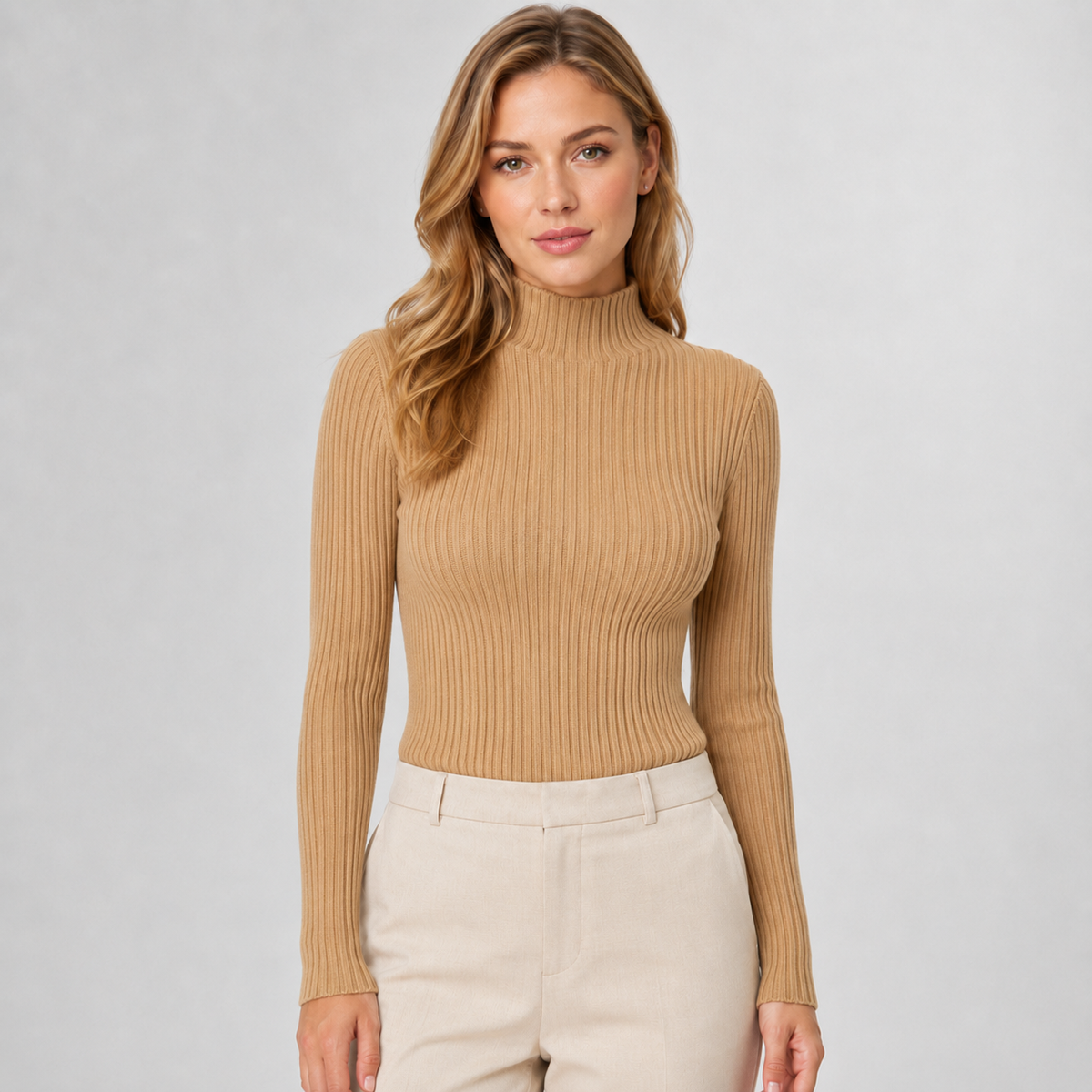 Jumper Mock Neck Slim Fit Knitted