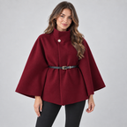 Cape Coat Belted High Neck