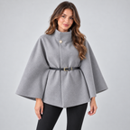 Cape Coat Belted High Neck