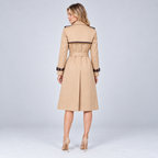 Trench Coat Double Breasted Belted Longline Beige