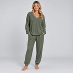 Lounge Set V Neck Long Sleeve Knitted Two Piece