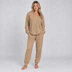 Lounge Set V Neck Long Sleeve Knitted Two Piece