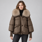 Parka Coat Faux Fur Collar Padded Winter Jacket