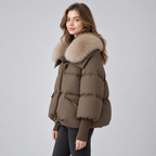 Parka Coat Faux Fur Collar Padded Winter Jacket