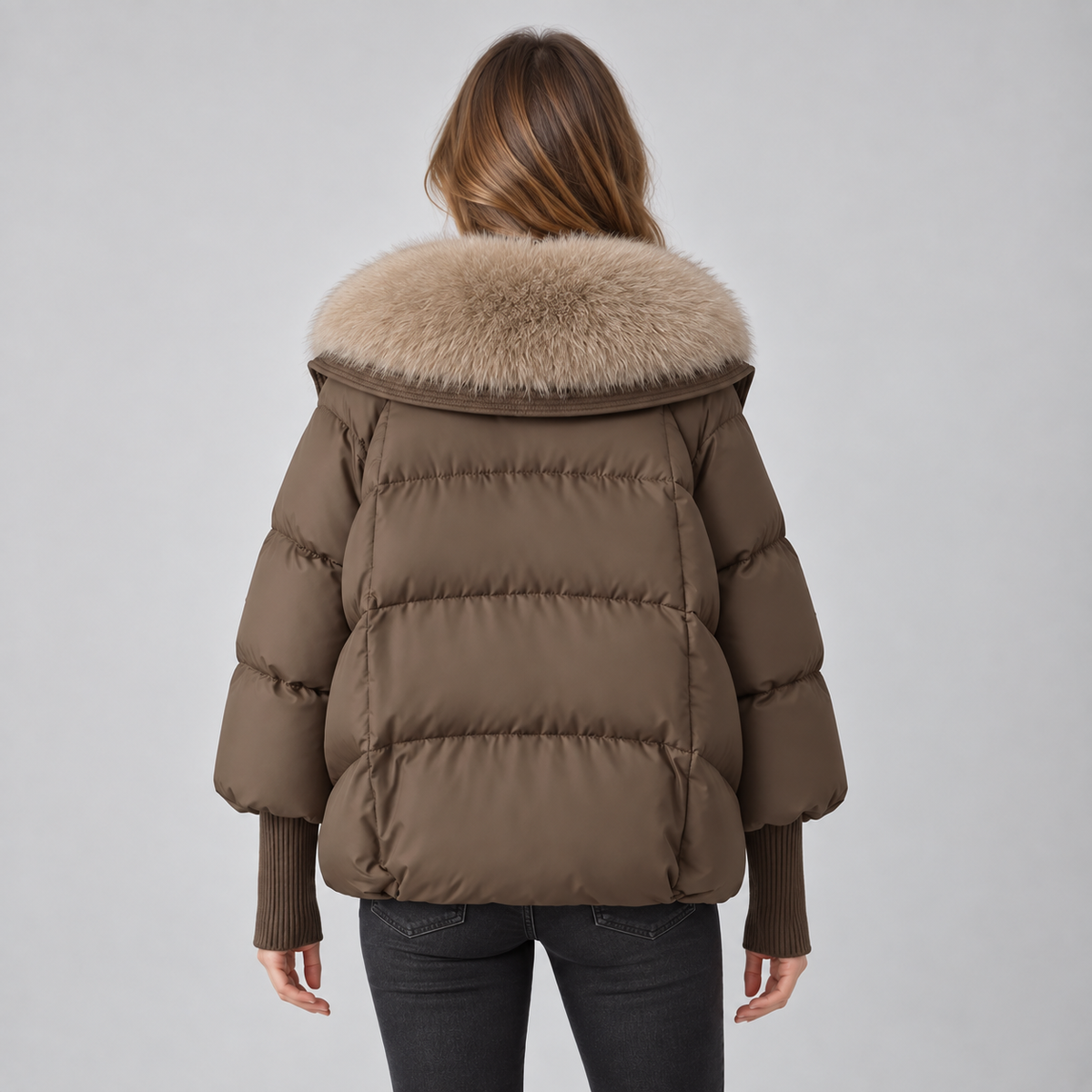 Parka Coat Faux Fur Collar Padded Winter Jacket