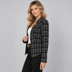 Blazer Check Tweed-Look Cropped Open Front