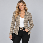 Blazer Check Tweed-Look Cropped Open Front