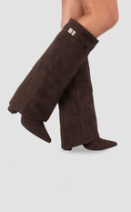 Suede Fold-Over Boots