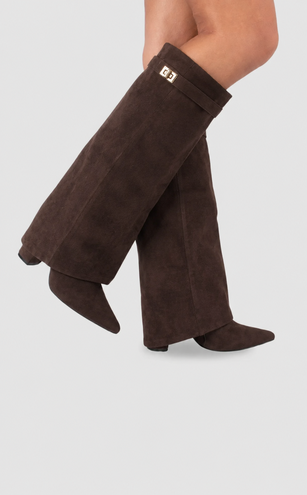 Suede Fold-Over Boots