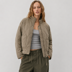 Quilted Jacket with High Collar and Patch Pockets