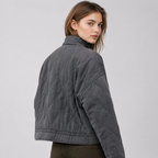 Quilted Jacket with High Collar and Patch Pockets