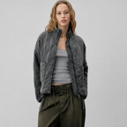 Quilted Jacket with High Collar and Patch Pockets