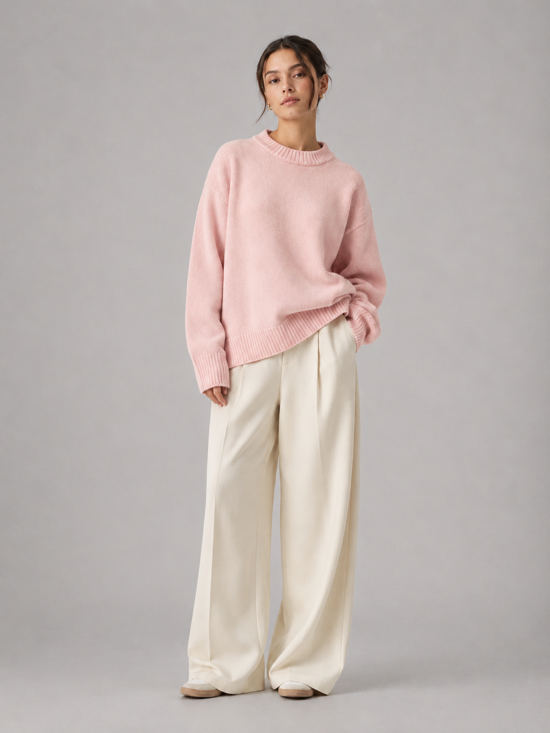 Grey Knit Sweater – Relaxed Fit