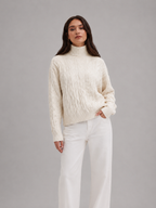 White Knit Turtleneck Sweater