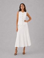 Vest and Midi Skirt Set – Sleeveless Knit, Slim Fit