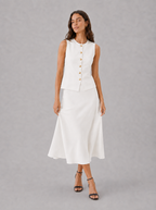 Vest and Midi Skirt Set – Sleeveless Knit, Slim Fit