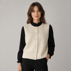 Sweater Vest Button Front Round Neck