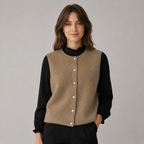 Sweater Vest Button Front Round Neck