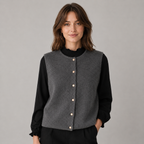 Sweater Vest Button Front Round Neck