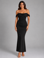 Off-Shoulder Ruched Maxi Dress