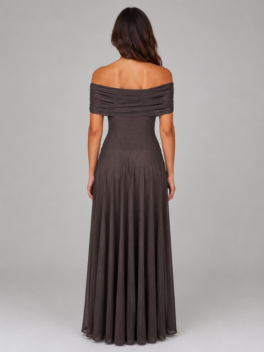 Women's Ruched Mesh Maxi Dress