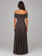Ruched Mesh Maxi Dress
