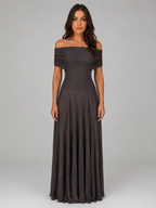 Ruched Mesh Maxi Dress