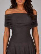 Ruched Mesh Maxi Dress