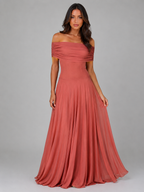 Ruched Mesh Maxi Dress
