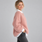Jumper Mohair-Look Boat Neck Cropped