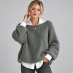 Jumper Mohair-Look Boat Neck Cropped