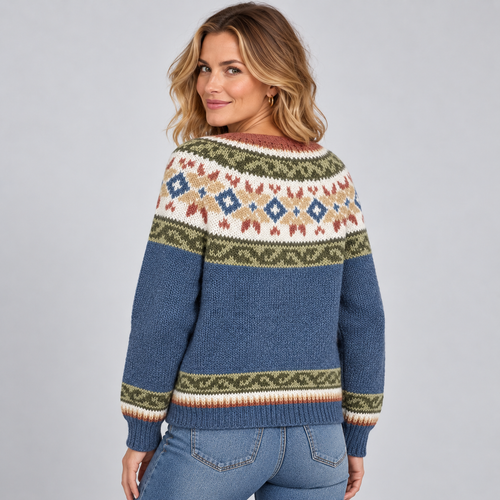 Cardigan Fair Isle Print Button Front