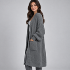 Cardigan Longline Chunky Knit Open Front