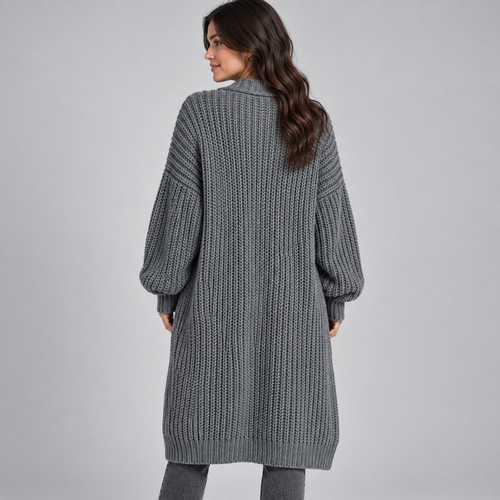 Cardigan Longline Chunky Knit Open Front