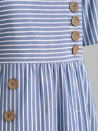 Striped Button Detail Midi Dress