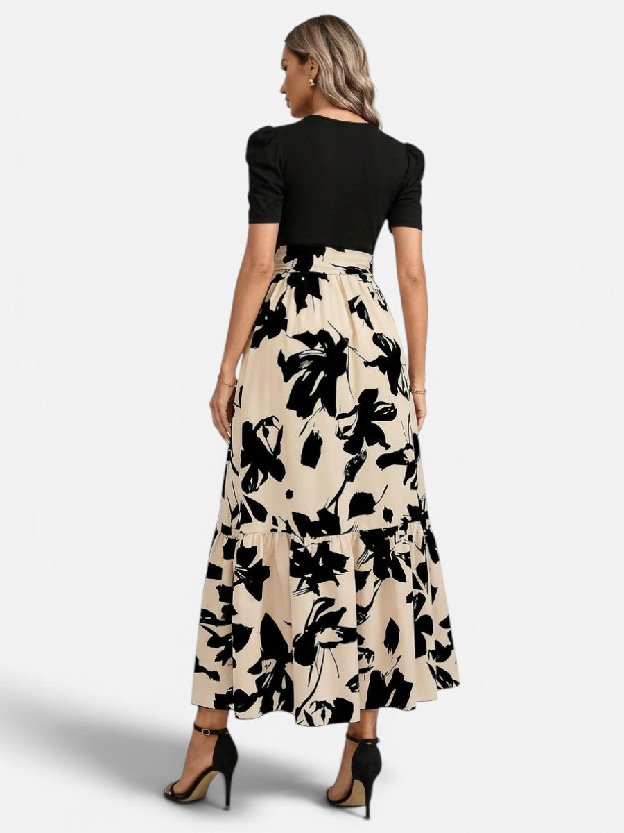 Women's Floral Puff Sleeve Midi Dress