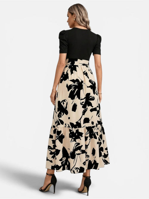 Women's Floral Puff Sleeve Midi Dress