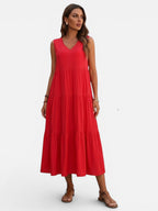 Tiered V-Neck Maxi Dress